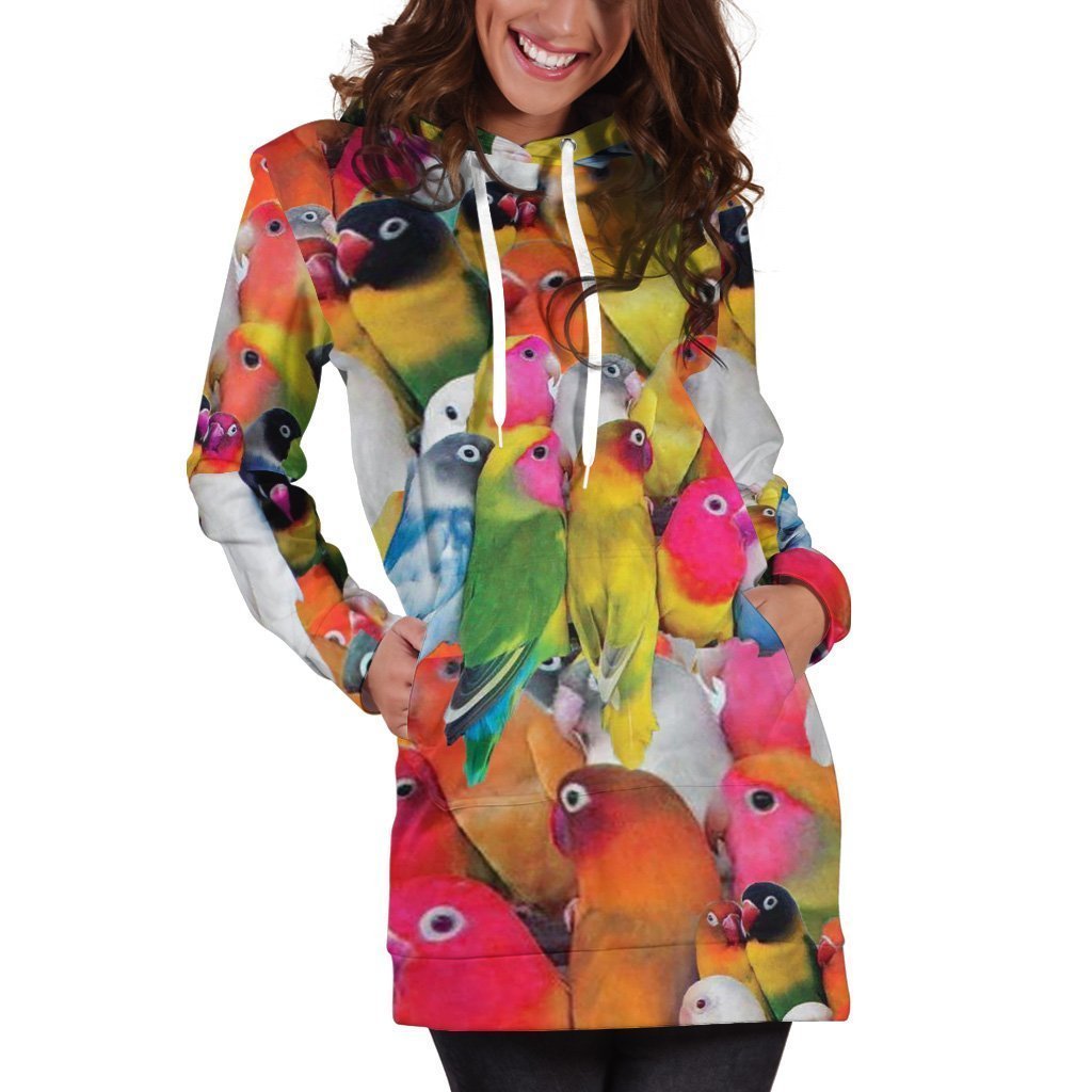 All Over Printed Parrots Hoodie Dress H158B-Apparel-HbArts-Hoodie Dress-S-Vibe Cosy™