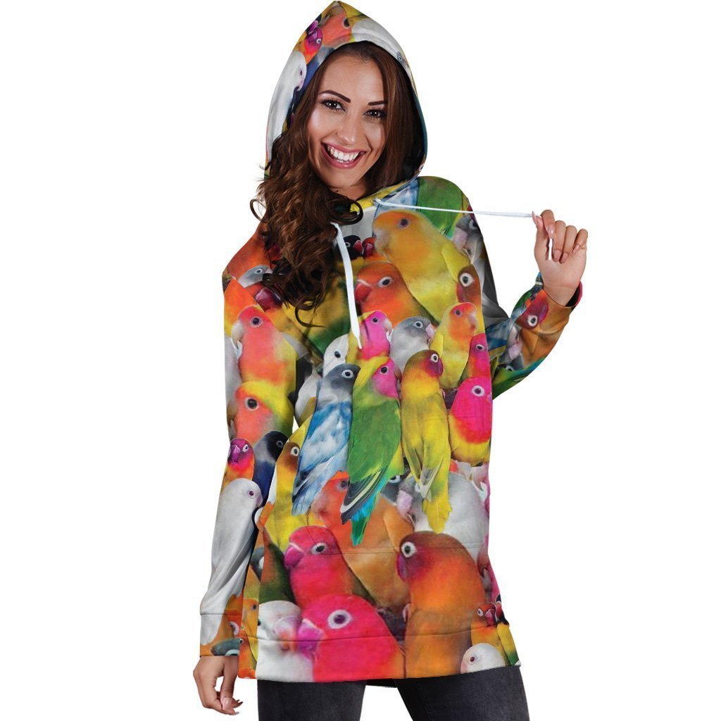 All Over Printed Parrots Hoodie Dress H158B-Apparel-HbArts-Hoodie Dress-S-Vibe Cosy™