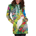 All Over Printed Parrots Hoodie Dress H144B-Apparel-HbArts-Hoodie Dress-S-Vibe Cosy™