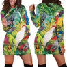 All Over Printed Parrots Hoodie Dress H144B-Apparel-HbArts-Hoodie Dress-S-Vibe Cosy™