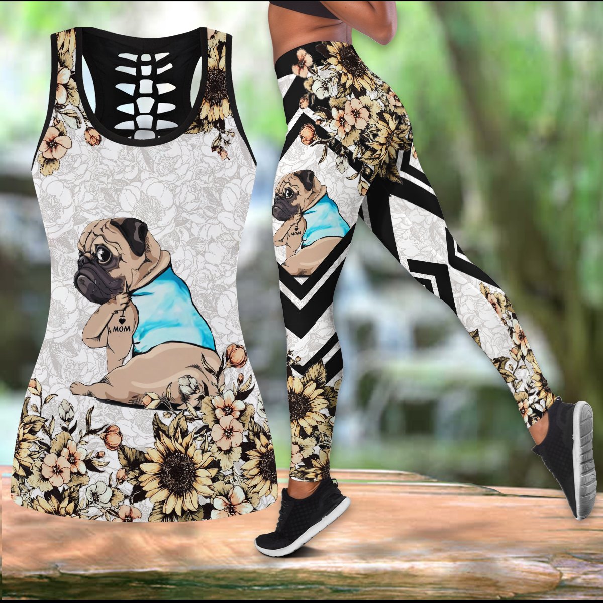 Pug I Love Mom Combo Tank top Legging Outfit for women PL280307-Apparel-PL8386-S-S-Vibe Cosy™