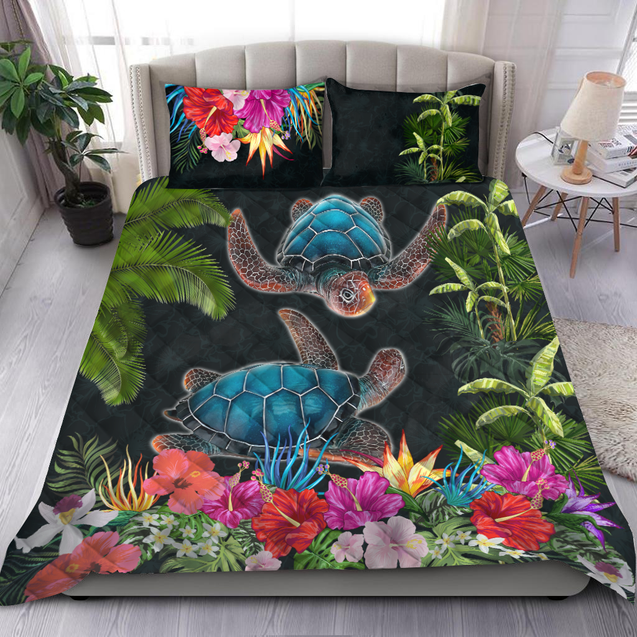 Turtle Couple Quilt Bed Set