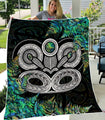 New Zealand Aotearoa Maori Tiki Silver Fern Paua Shell Painting Art Quilt ML