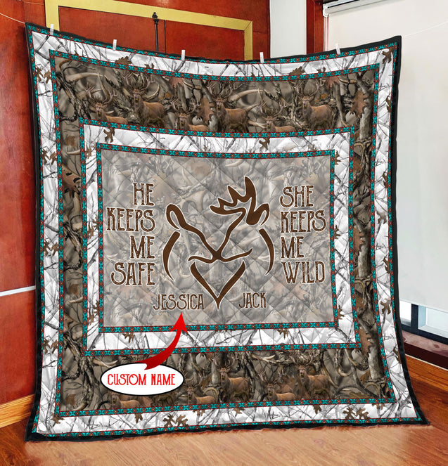 Deer Couple Customize Name Quilt