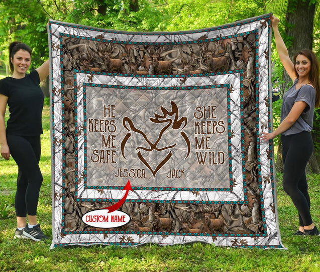 Deer Couple Customize Name Quilt