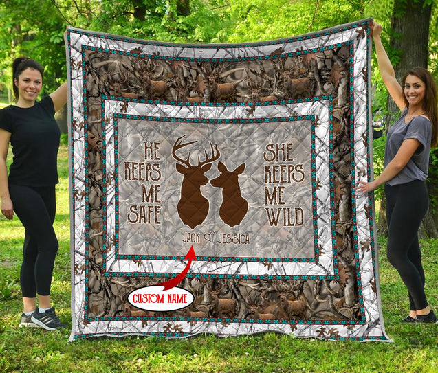 Deer Couple Customize Name Quilt