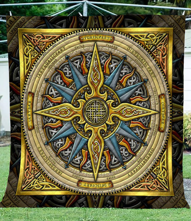 Celtic Compass 3D All Over Printed Quilt