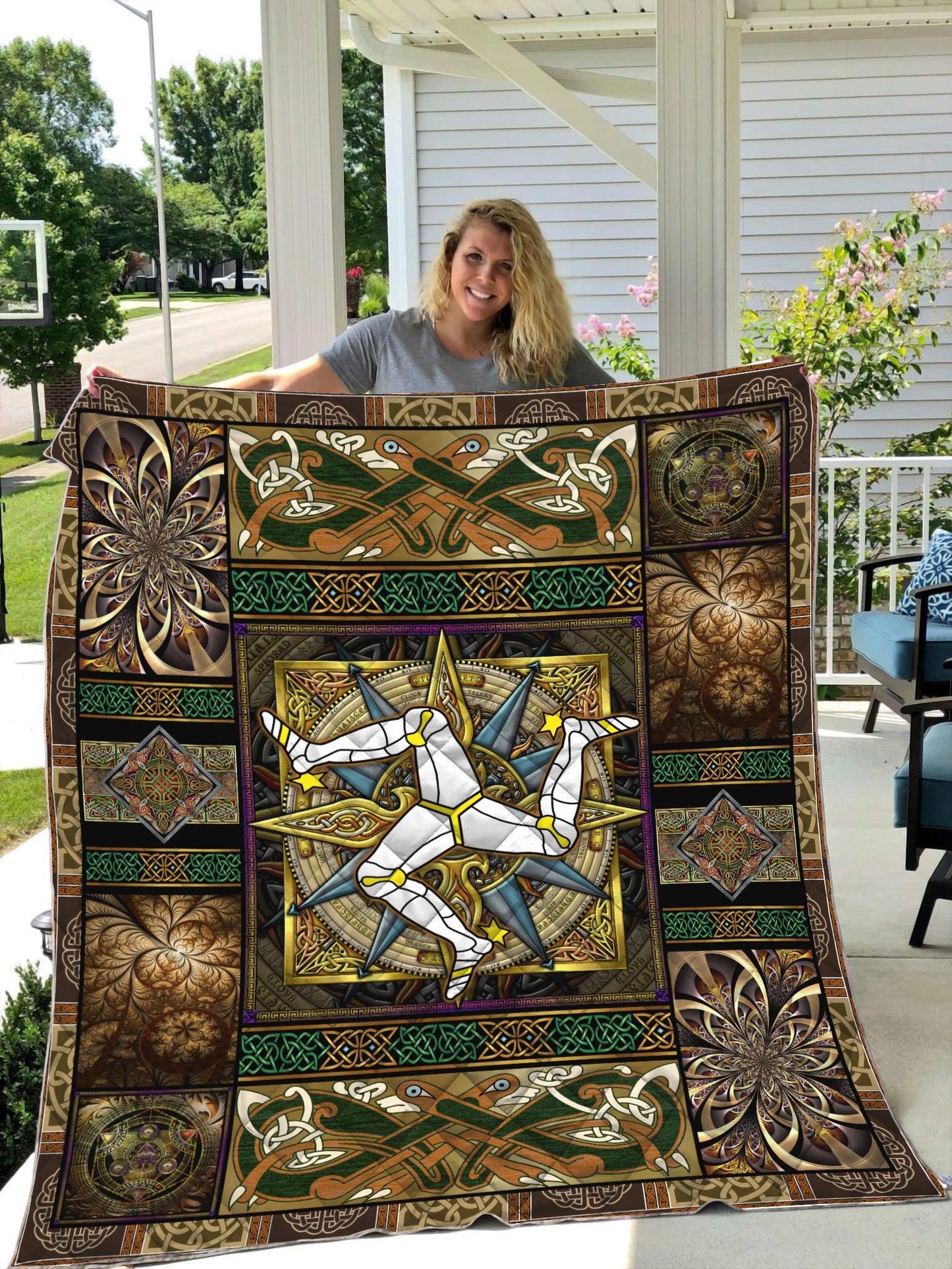 Celtic Compass 3D All Over Printed Quilt