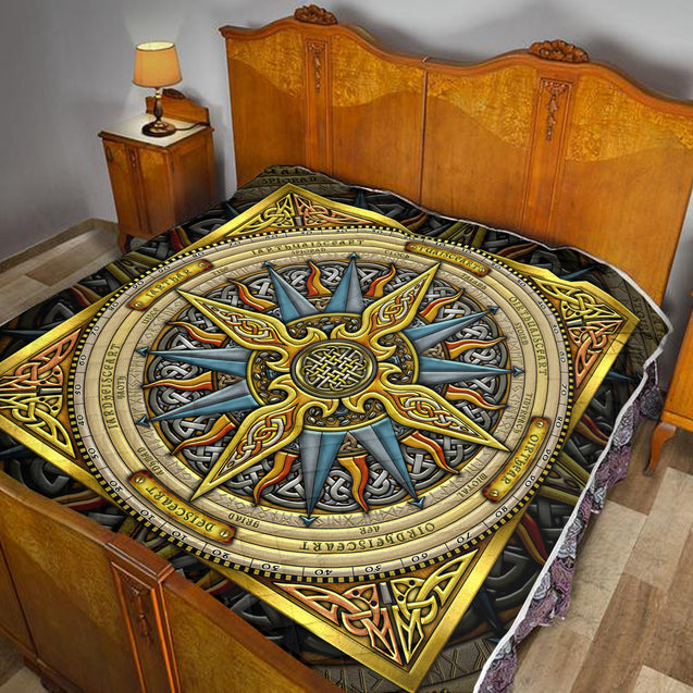 Celtic Compass 3D All Over Printed Quilt