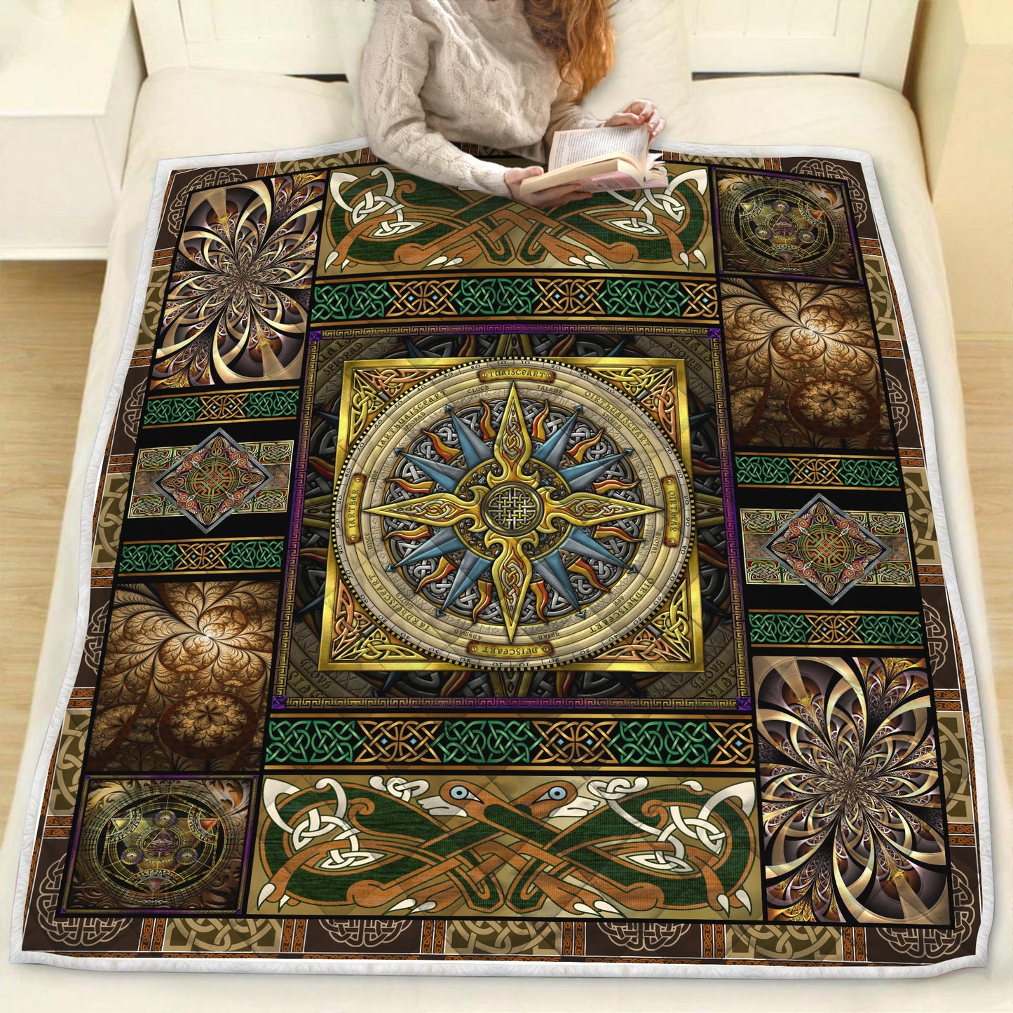 Celtic Compass 3D All Over Printed Quilt