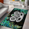New Zealand Aotearoa Maori Tiki Silver Fern Paua Shell Rug ML