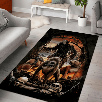 Skull And Pitbull Rug