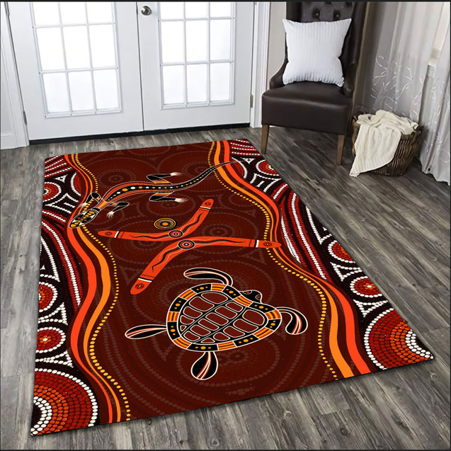 Aboriginal Naidoc Week heal the Lizard and Turtle 3D print Rug