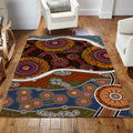 Aboriginal Brown Circle Dots Australia Indigenous Painting Art Rug