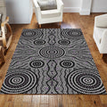 Aboriginal Grey Circle Dots Australia Indigenous Painting Art Rug