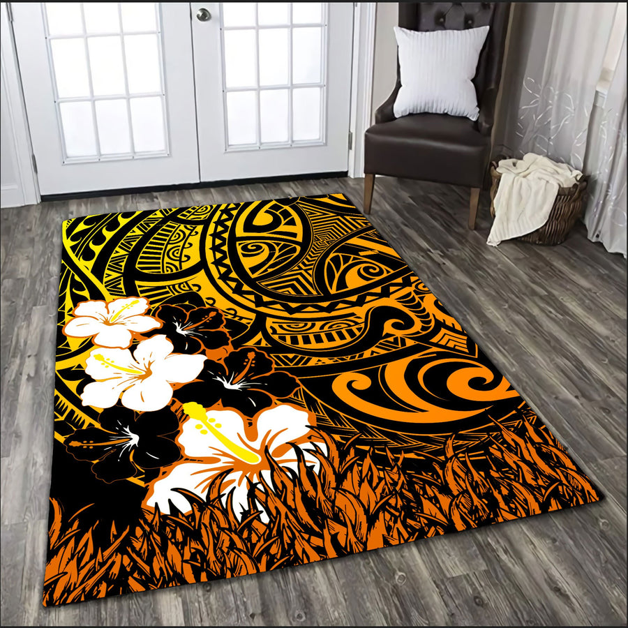 Amazing Polynesian Hibiscus And Tattoo Hawaii Style Rug ML NTN27032106