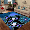 Aboriginal Art Flag Circle Dot Blue 3D design print Rug