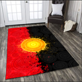 Aboriginal Flag Indigenous Sun Painting Art 3D design Rug