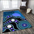 Aboriginal Art Flag Circle Dot Blue 3D design print Rug