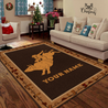 Personalized Name Bull Riding 3D Rug Cowboy Pattern