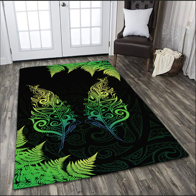 New Zealand Aotearoa Light Silver Fern Rug ML