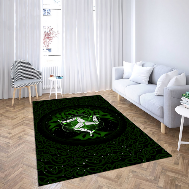 Celtic culture Triskelion Triple Green pattern 3D print Rug