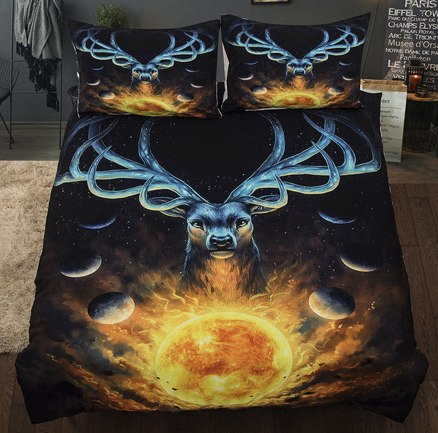 Mythological Deer With Sun Bedding Set TH20061202-BEDDING SETS-TQH-Twin-Vibe Cosy™