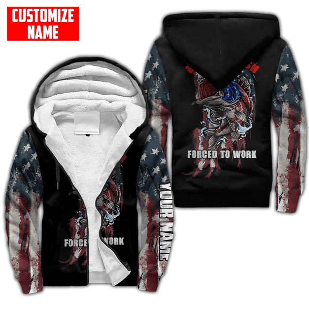 Custom name Born To Fish Forced To Work US Flag 3D printed shirts Fishing State