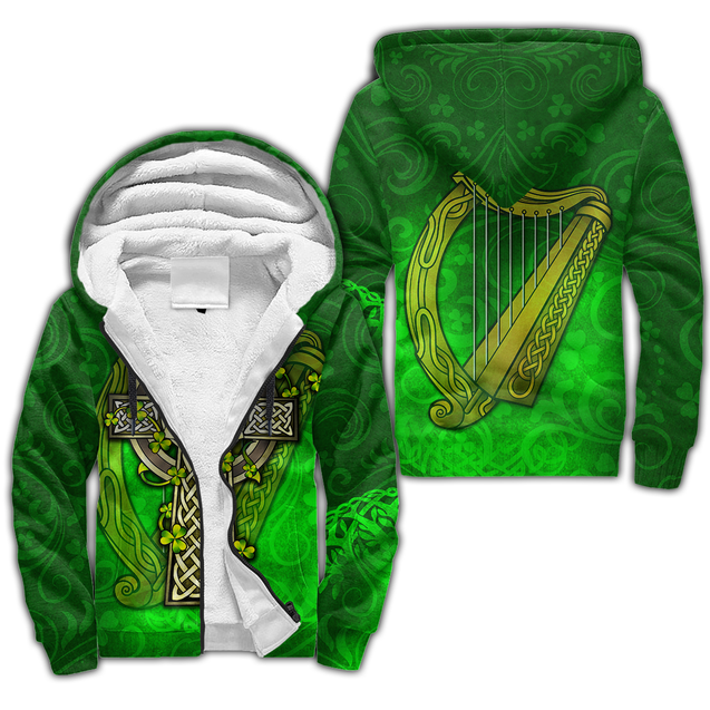 Premium Unisex Hoodie Irish St.Patrick  Celtic Cross And The Irish Harp ML