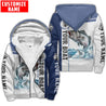 Custom name Striped Bass fishing Catch and Release 3D Design Fishing Fleece Zip-Up Hoodie