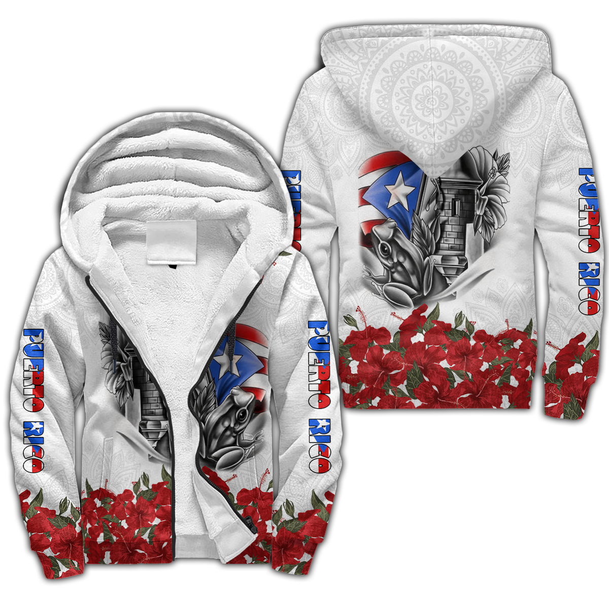 Maga Flower Puerto Rico 3D All Over Printed For Men And Women Fleece Zip-up Hoodie MH24022104