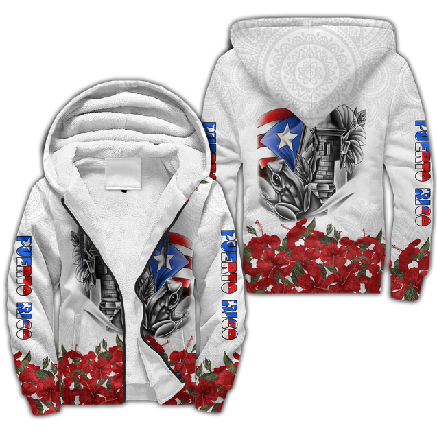 Maga Flower Puerto Rico 3D All Over Printed For Men And Women Fleece Zip-up Hoodie MH24022104