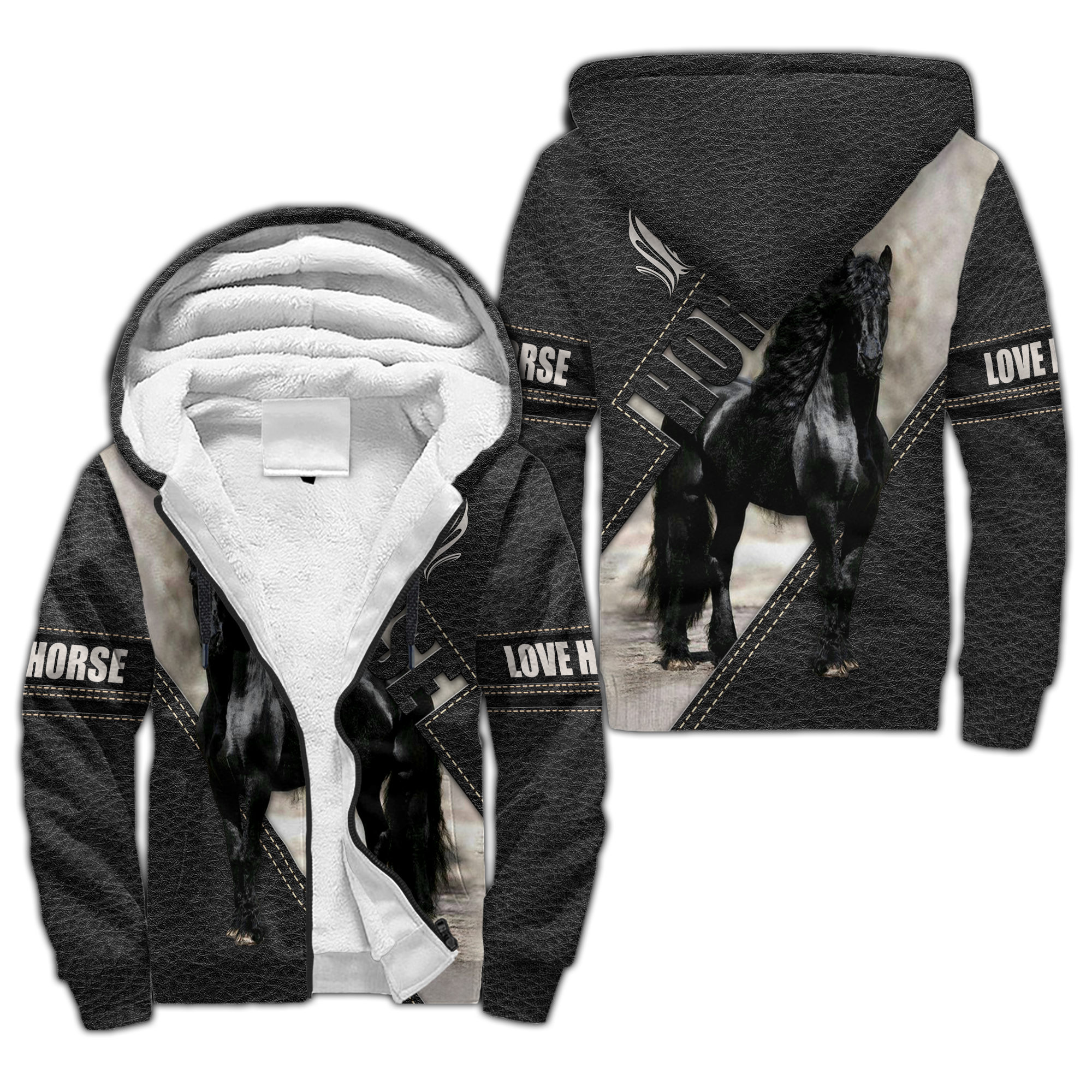 Black Horse 3D All Over Printed Hoodie Pi112058XT