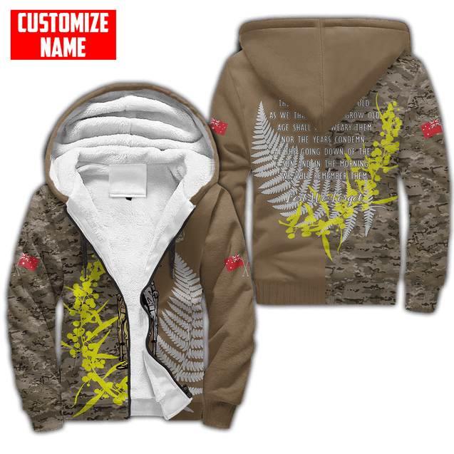 Custom name Anzac day The ode remembrance Soldier 3D printed winter shirts