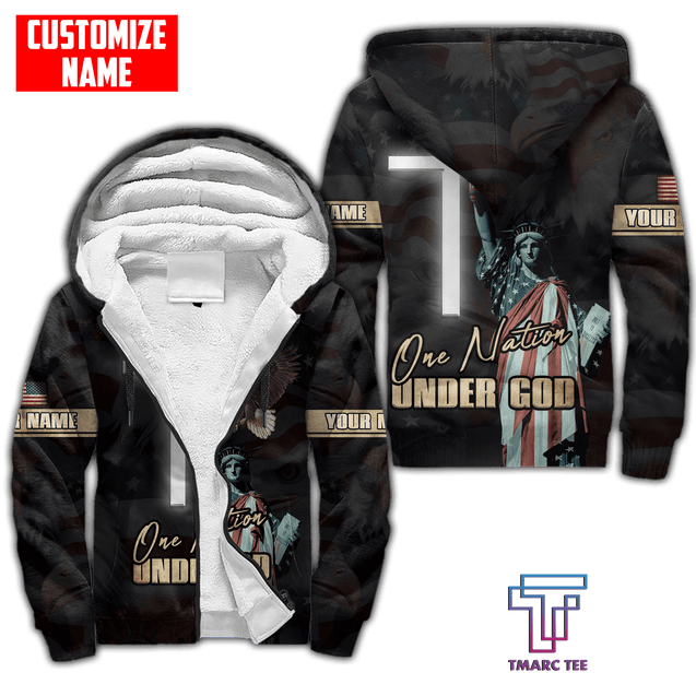 Customized name One Nation Under God 3D All Over Printed Unisex Shirts