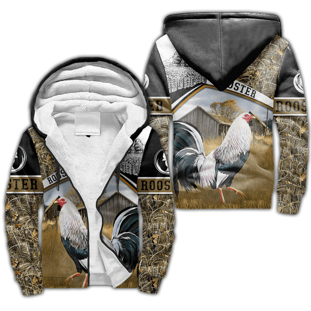 Rooster 3D All Over Printed Unisex Deluxe Hoodie ML