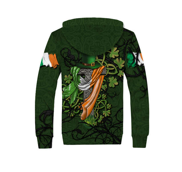 Premium Unisex Hoodie Irish St.Patrick Celtic Cross And Ireland Flag ML