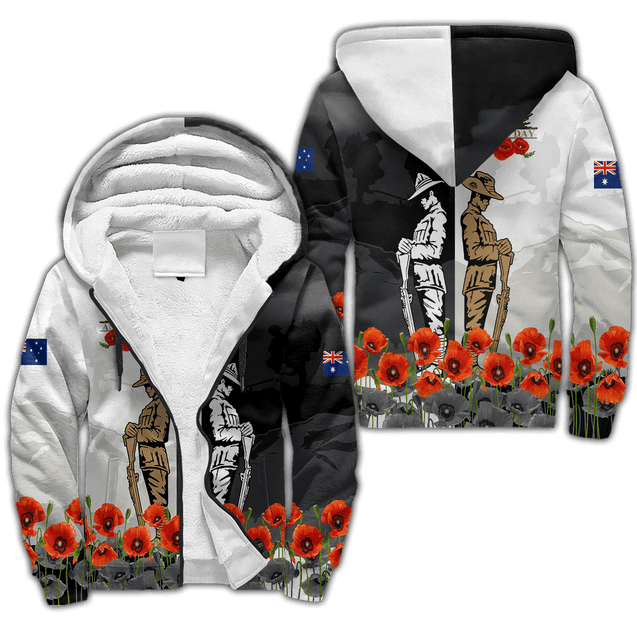 Rememberance Anzac Day Poppy Flower Premium Unisex Hoodie ML