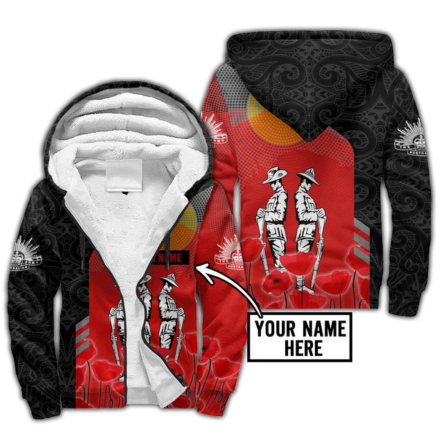 Premium Unisex Hoodie Personalized Remember Anzac Day Maori Tattoo And Aboriginal ML