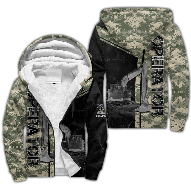 Premium Personalized 3D Printed Camo Excavator Operator Shirts MEI