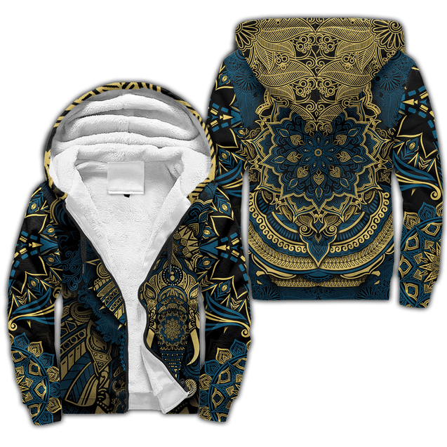 Elephant Royal Mandala Premium 3D All Over Printed Unisex Fleece Zip-up Hoodie