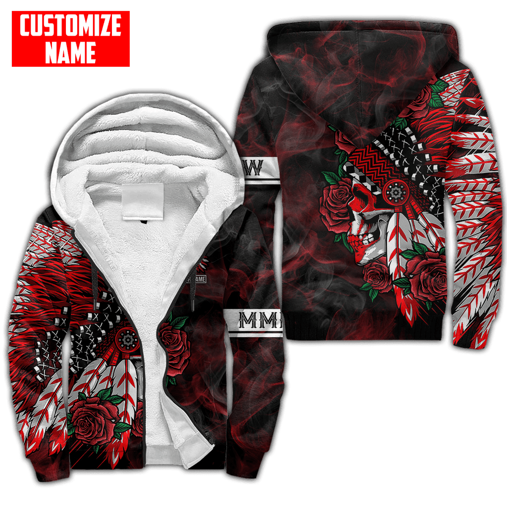 Customized name Native American Chief Skull MMIW Red Hand 3D All Over Printed Shirts