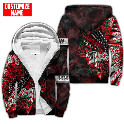 Customized name Native American Chief Skull MMIW Red Hand 3D All Over Printed Shirts