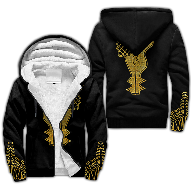 African Golden Dashiki Pattern 3D Over Printed Unisex Deluxe Hoodie ML