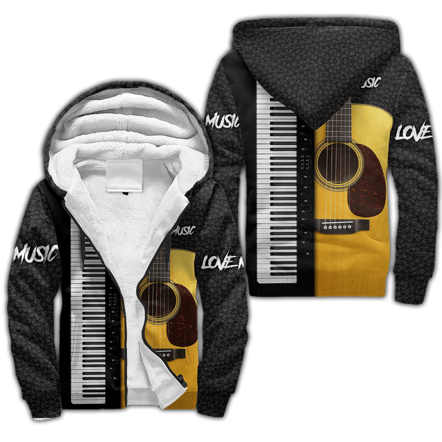 Piano Guitar Musical Instrument 3D All Over Printed Hoodie For Men And Women