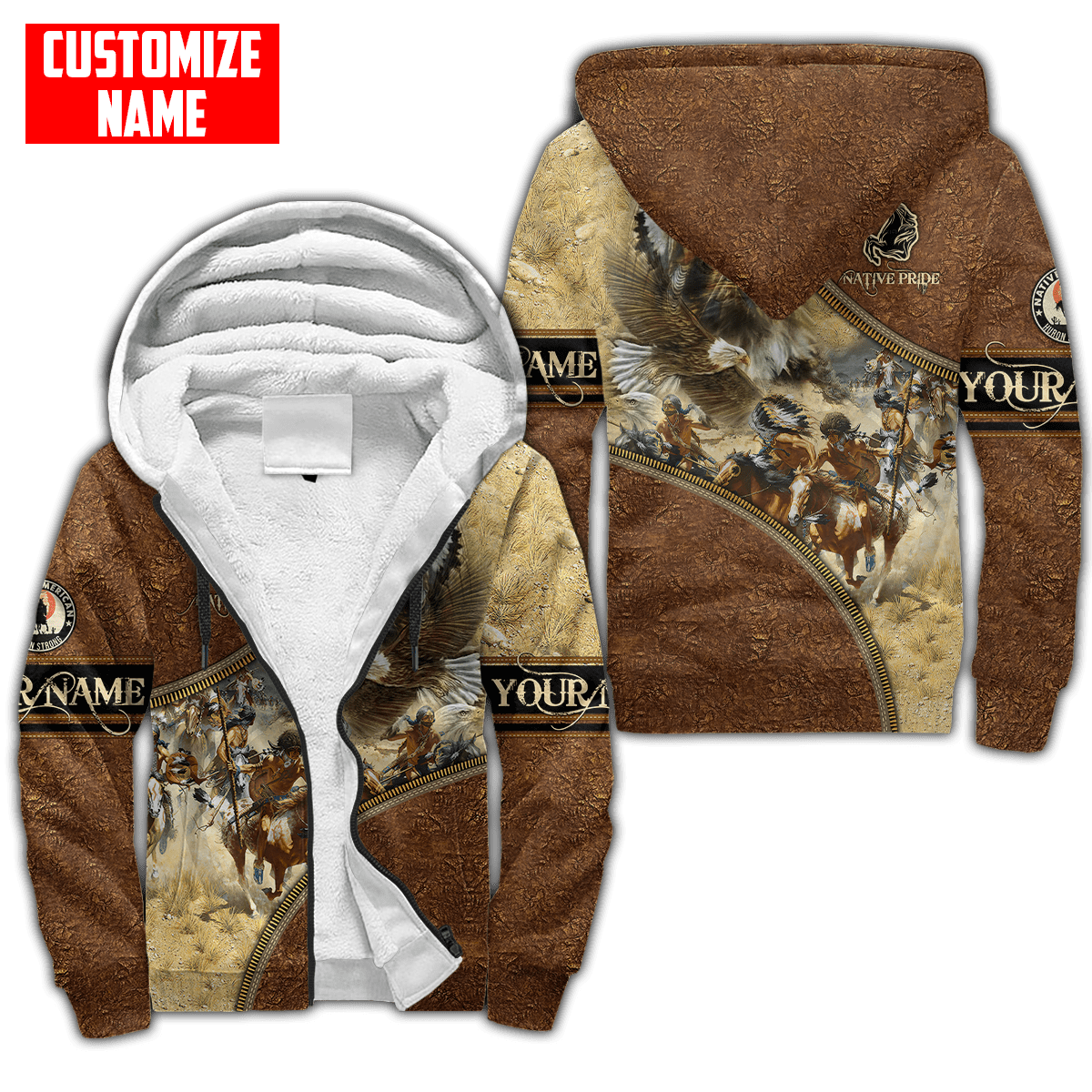 Customized name Eagle Chief Native Warrior American Spirit 3D All Over Printed Shirts