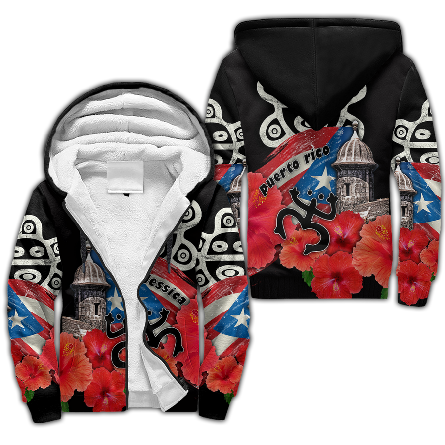 Customize Name Sol Taino Puerto Rico 3D All Over Printed For Men And Women Fleece Zip-up Hoodie MH23022103