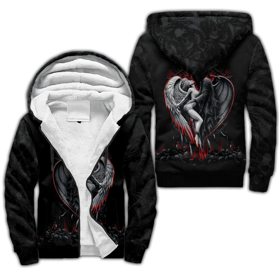 Skull and Beauty 3D All Over Printed For Men And Women Fleece Zip-up Hoodie