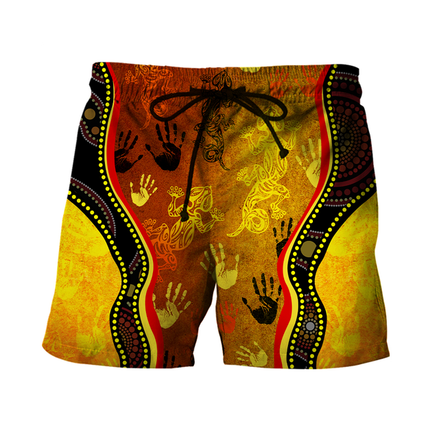 Aboriginal Australia Rock Painting Hand Lizard Art Golden Style shirts for men and women TR2606204S-Apparel-Huyencass-Shorts-S-Vibe Cosy™