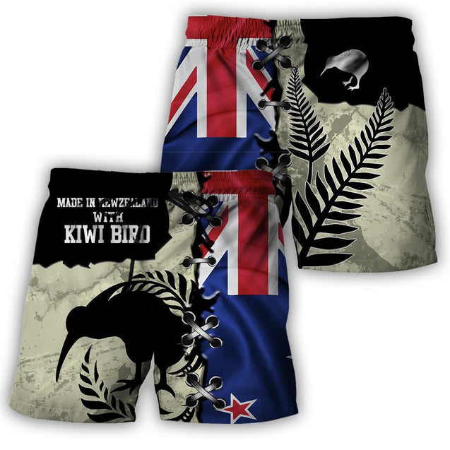 New Zealand Kiwi Bird Silver Fern T-Shirt Hoodie Zip all over shirts For Men and Women TR281203-Apparel-PL8386-Shorts-S-Vibe Cosy™